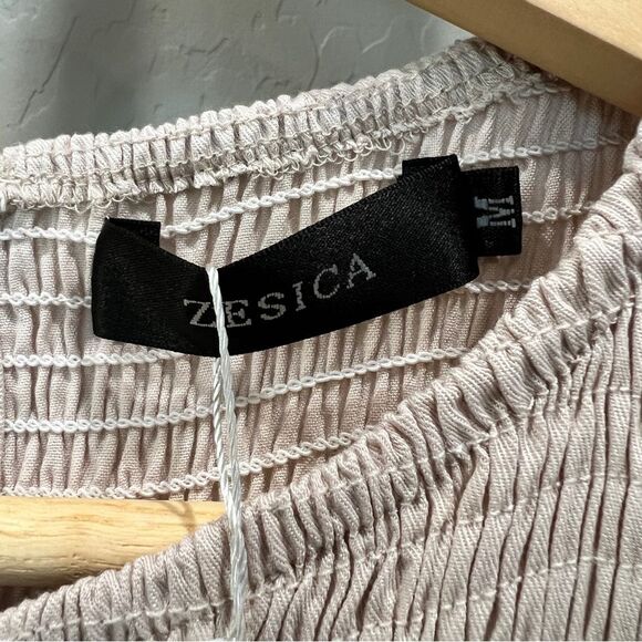 Apricot Cottagecore Smocked Tiered Midi Dress Short Sleeve Peachy Tan Medium NWT - Picture 9 of 16